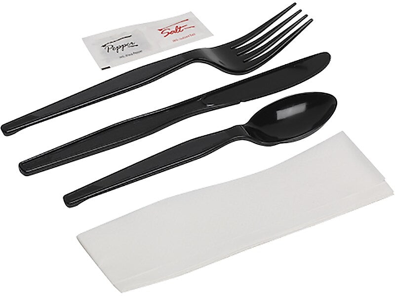 Dixie Individually Wrapped Plastic Cutlery Sets, Heavy-Weight, Black, 250/Carton (CH56NSPC7)