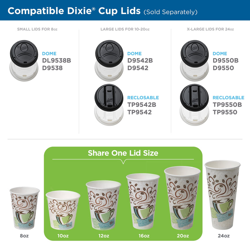 Dixie PerfecTouch WiseSize Insulated Paper Cup & Lid Combo, 10 oz., White, 50/Pack (5310COMBO600)