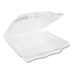 Pactiv Foam Hinged Lid Containers, Dual Tab Lock Economy, 9.13 x 9 x 3.25, 1-Compartment, White, 150/Carton