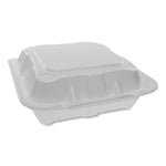 Pactiv Foam Hinged Lid Containers, Dual Tab Lock, 8.42 x 8.15 x 3, 1-Compartment, White, 150/Carton