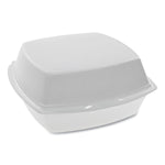Pactiv Foam Hinged Lid Containers, Single Tab Lock, 6.38 x 6.38 x 3, 1-Compartment, White, 500/Carton