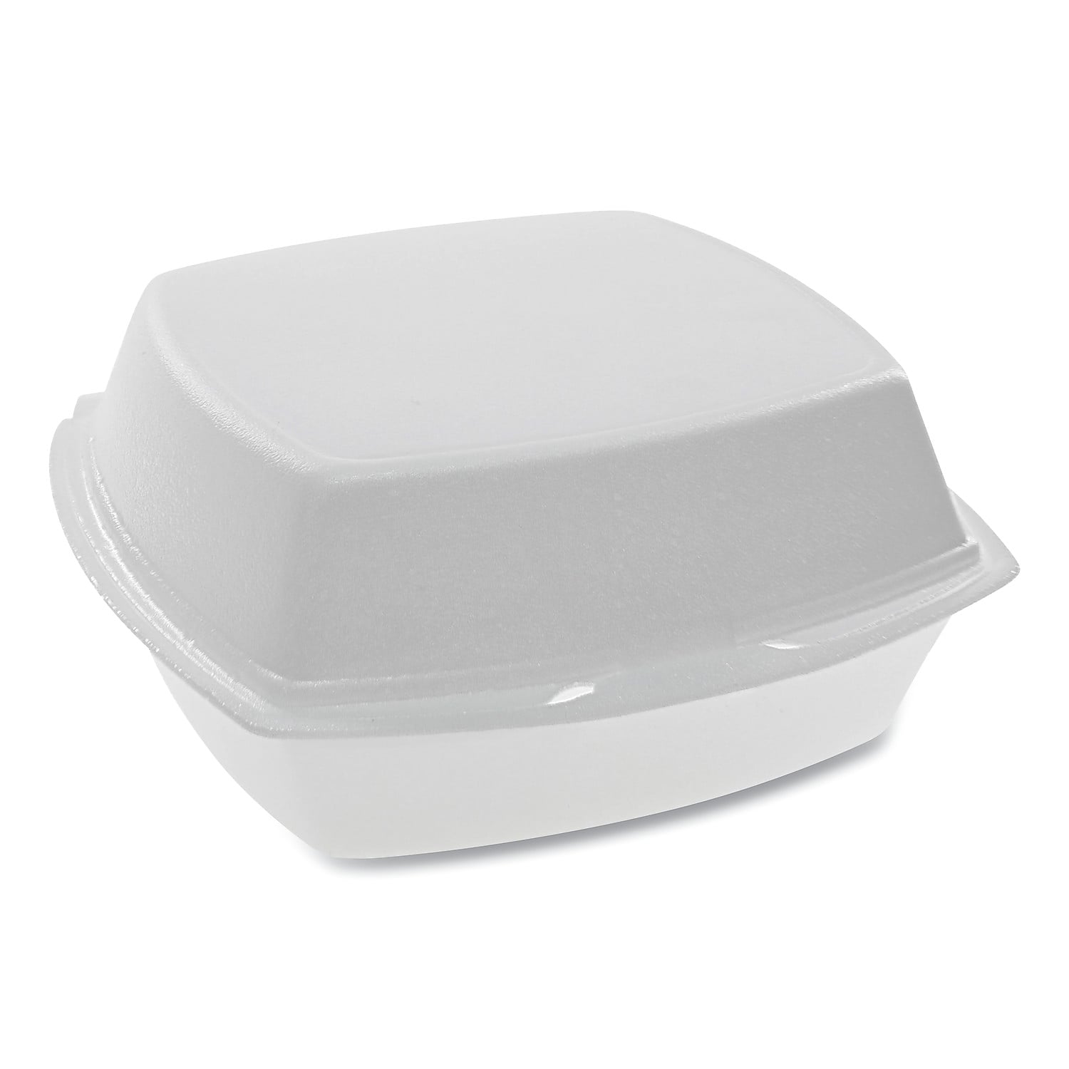 Pactiv Foam Hinged Lid Containers, Single Tab Lock, 6.38 x 6.38 x 3, 1-Compartment, White, 500/Carton