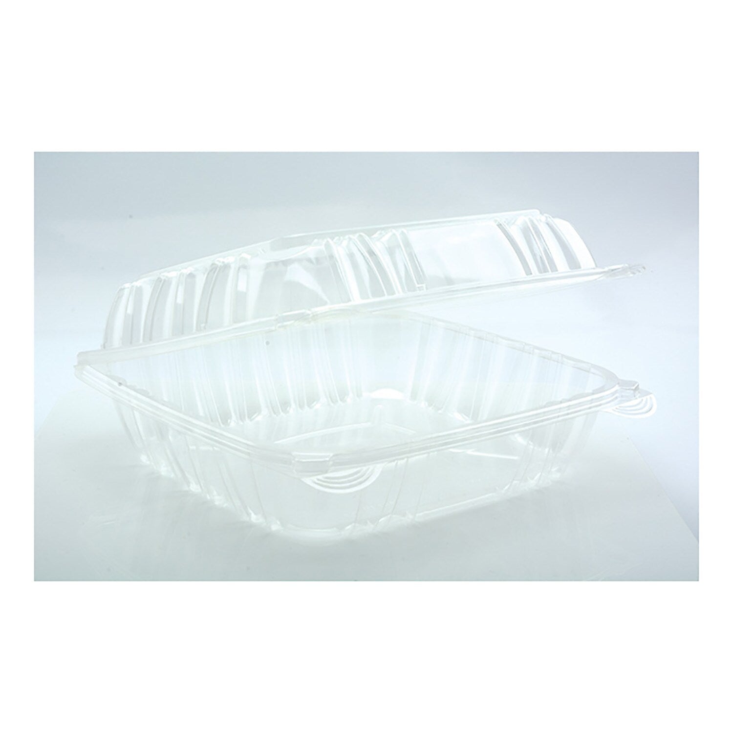 Pactiv Hinged Lid Container, 8.34" x 8.24", Clear, 200/Carton