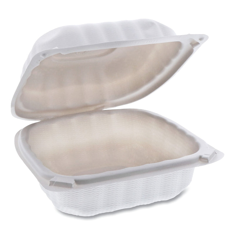 Pactiv EarthChoice SmartLock Microwavable Hinged Lid Containers, 6 x 6 x 3.1, White, 400/Carton