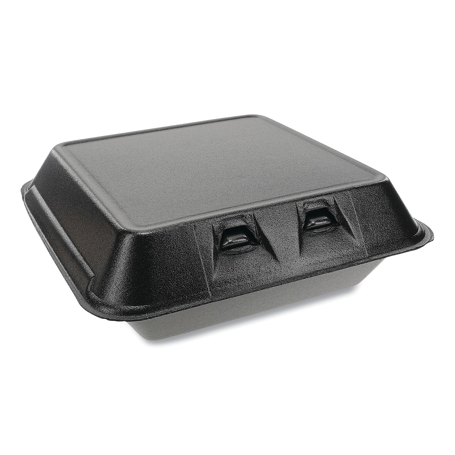 Pactiv SmartLock Foam Hinged Containers, Large, 9 x 9.13 x 3.25, 1-Compartment, Black, 150/Carton