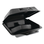 Pactiv SmartLock Foam Hinged Containers, Large, 9 x 9.5 x 3.25, 3-Compartment, Black, 150/Carton