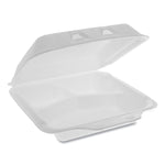 Pactiv SmartLock Foam Hinged Containers, Small, 7.5 x 8 x 2.63, 3-Compartment, White, 150/Carton