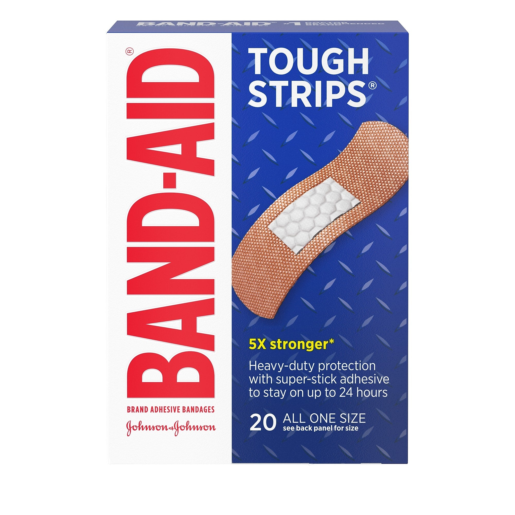 Band-Aid Brand Tough Strips Adhesive Bandages, 1.75" x 4", 20/Box (117131)