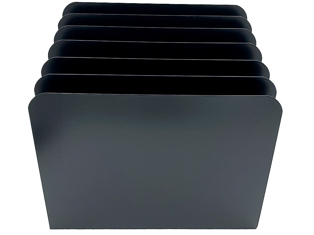 Huron Vertical 6-Compartment Steel Desk Organizer, Black (HASZ0174)