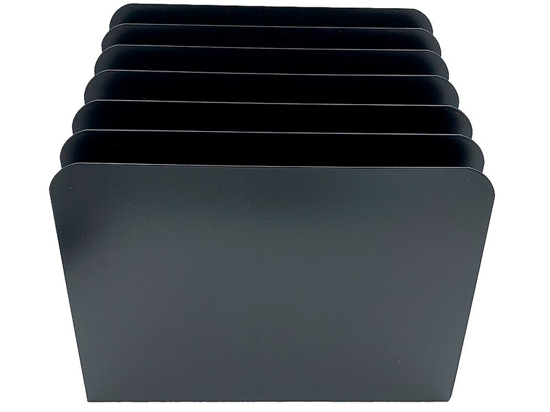 Huron Vertical 6-Compartment Steel Desk Organizer, Black (HASZ0174)