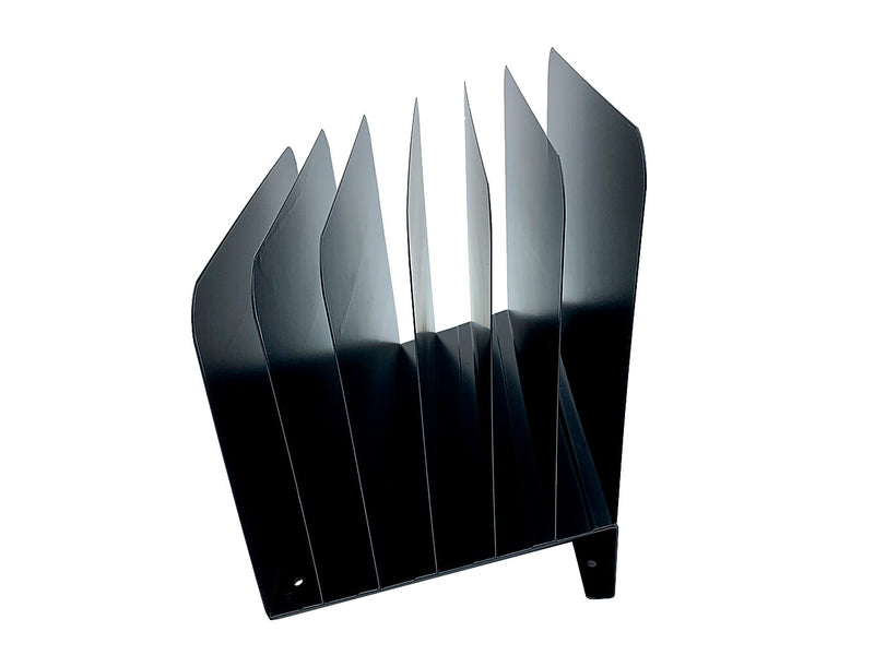 Huron Vertical 6-Compartment Steel Desk Organizer, Black (HASZ0174)