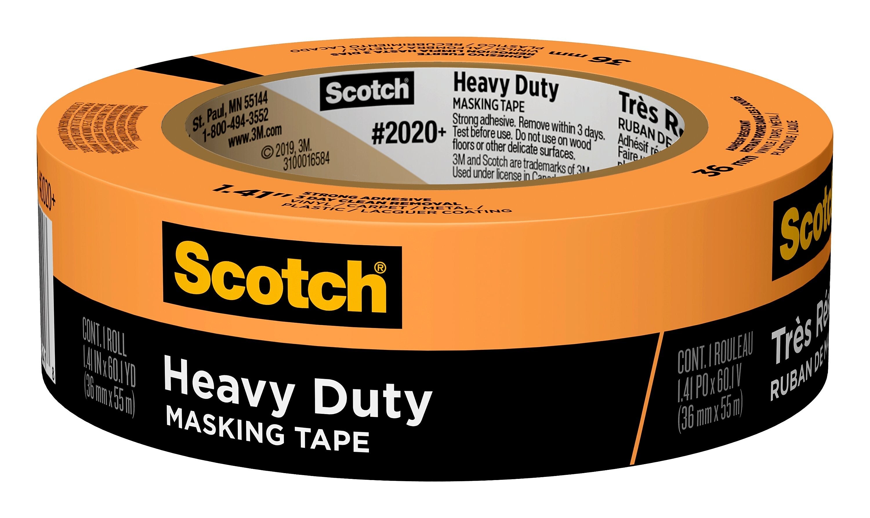 Scotch® Heavy Duty 1.41" x 60.1 yds. Masking Tape, Orange (2020+-36AP)