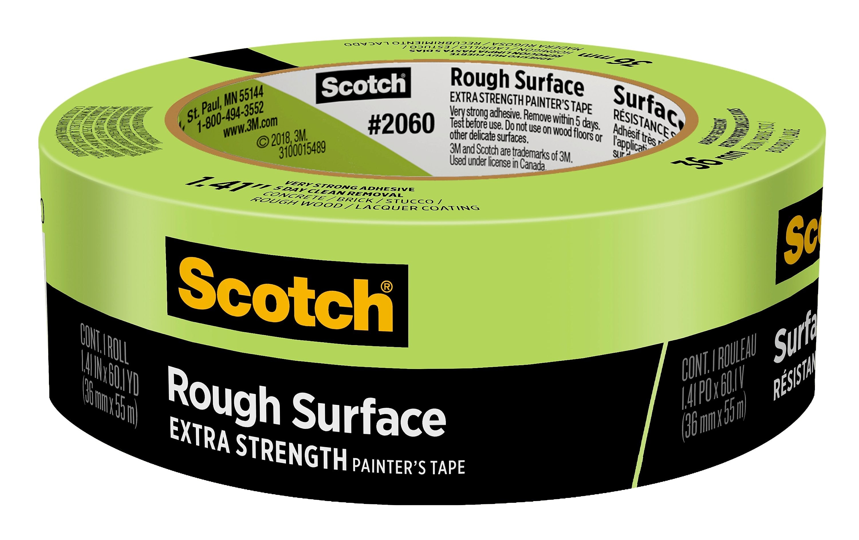 Scotch Rough Surface Heavy Duty Painter's Tape, 1.41" x 60.1 yds., Green (206036AP)