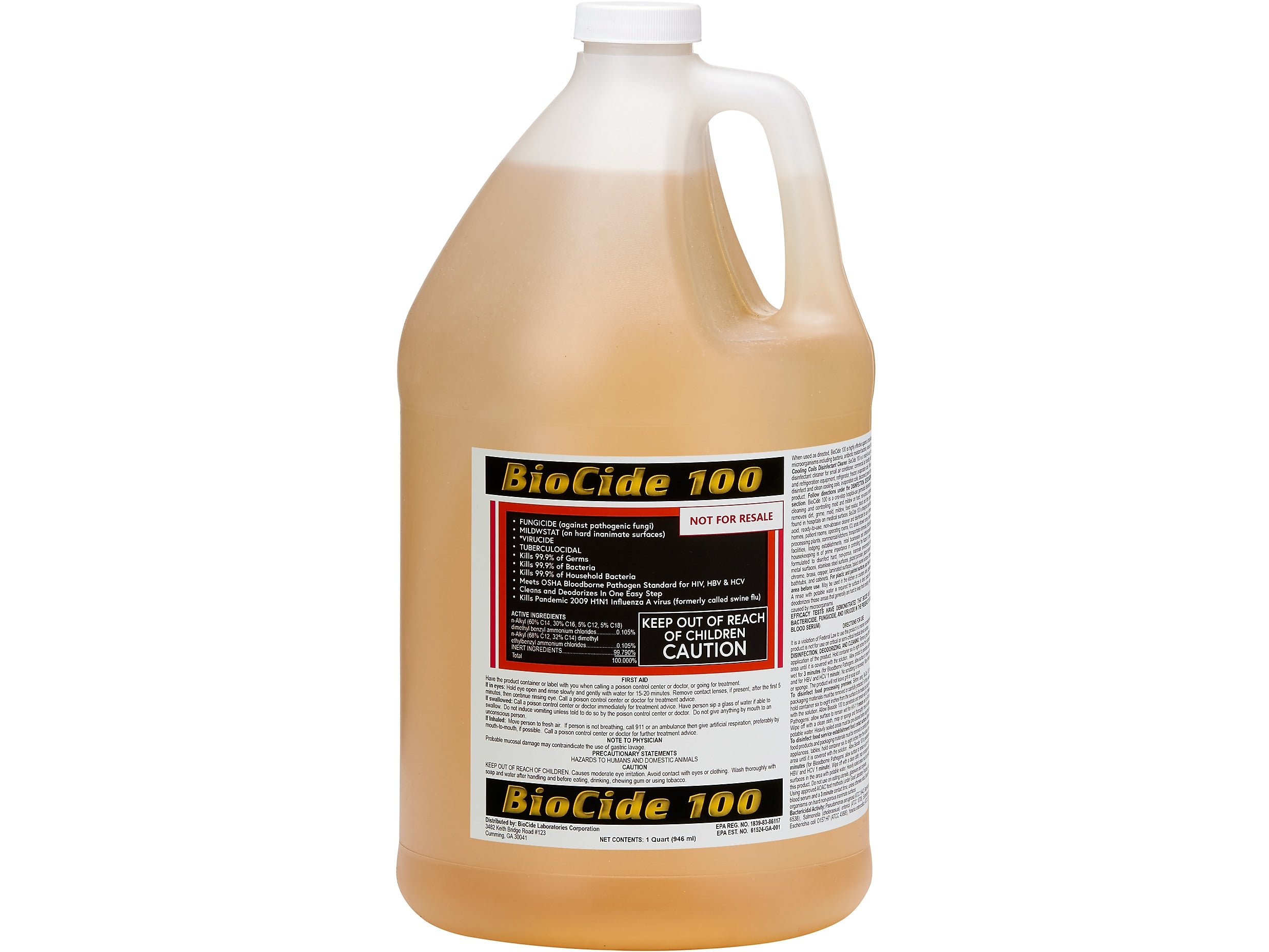 One Shot Coatings by Bare Ground BioCide 100 Disinfectant Liquid, 128 Oz.