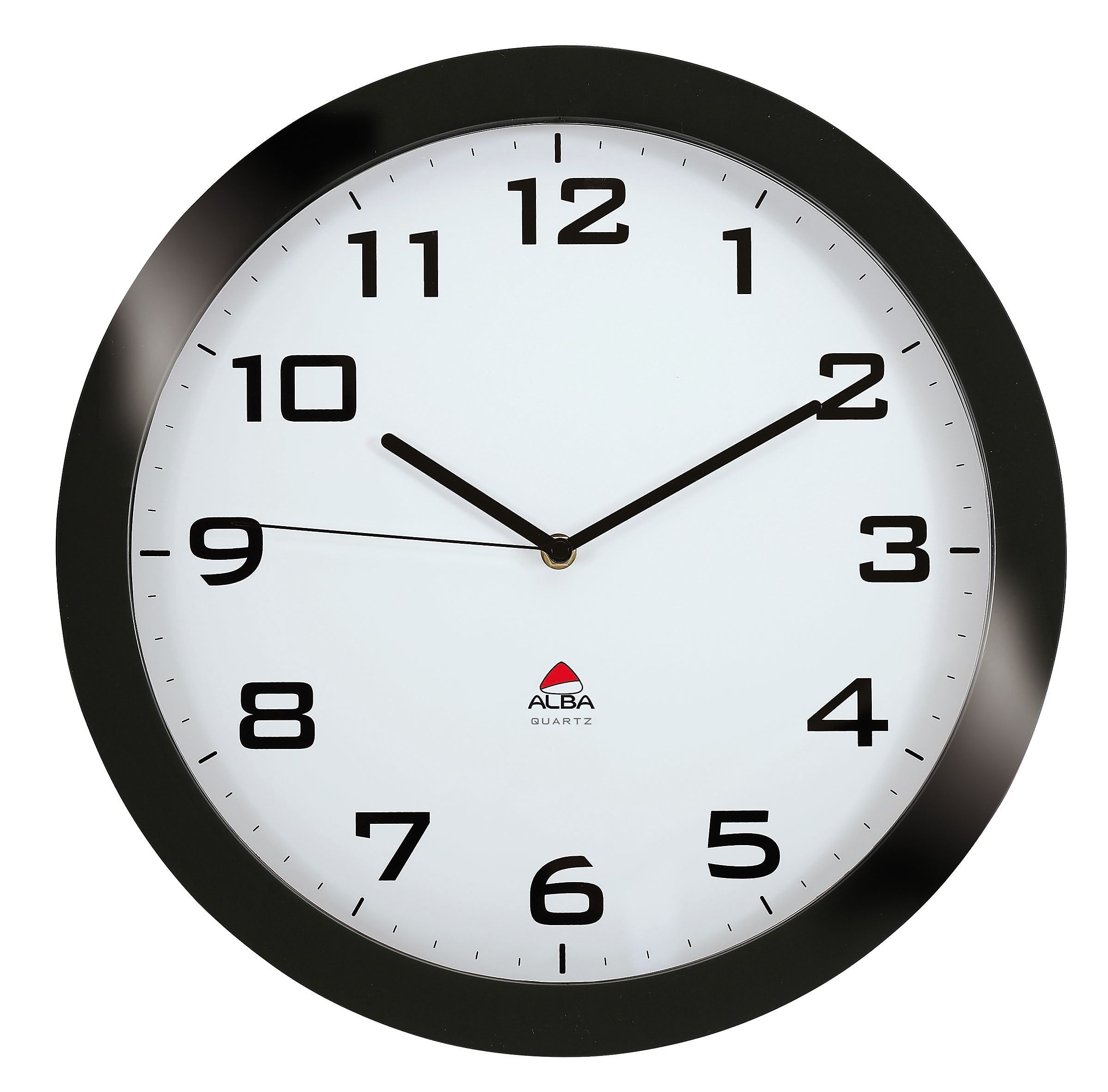 ALBA Silent Wall Clock with Quartz Mechanism, Black, 15" (HORISSIMON)