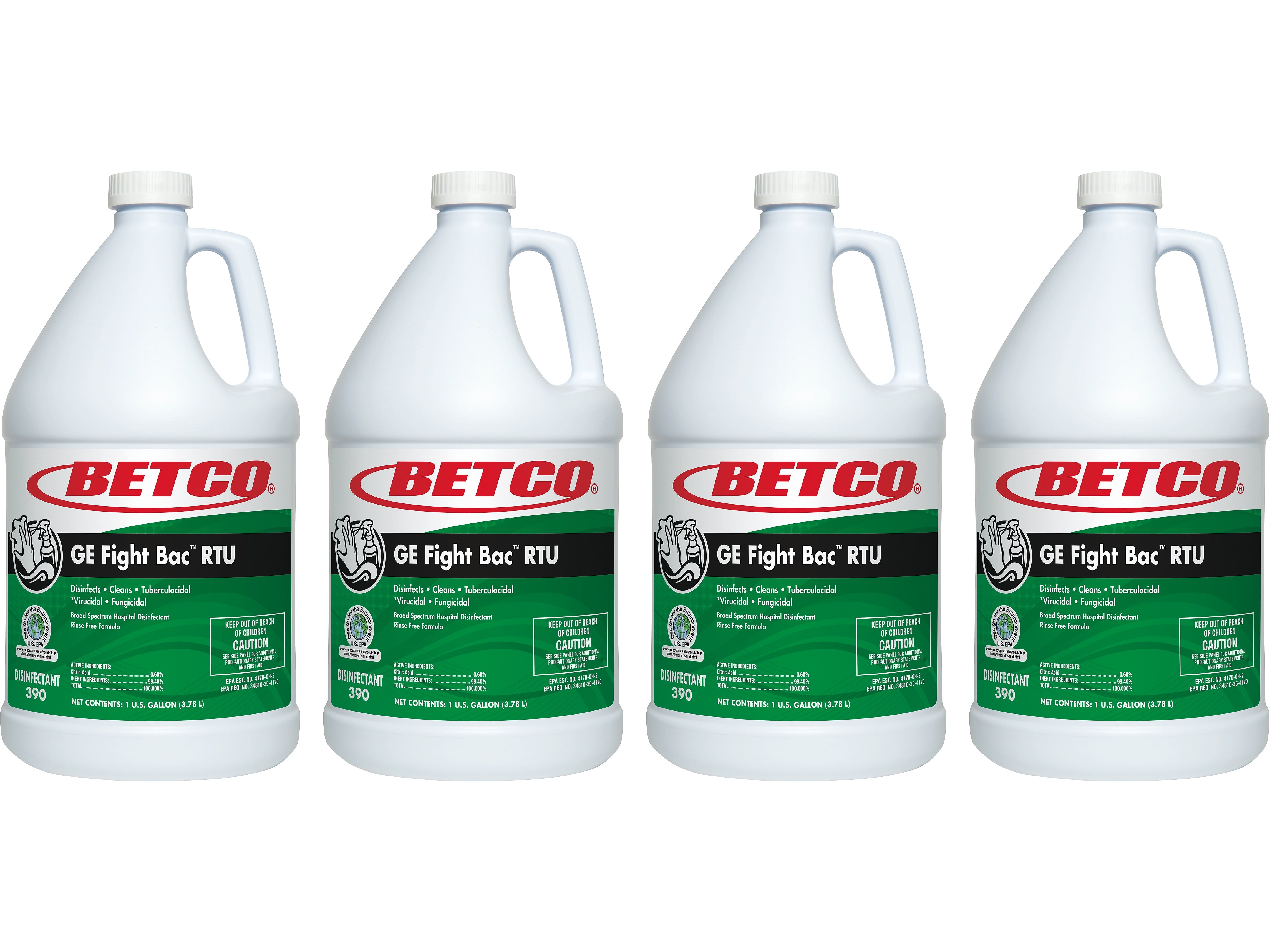 Betco GE Fight Bac RTU Disinfectant, Fresh, 128 Oz., 4/CT (3900400)