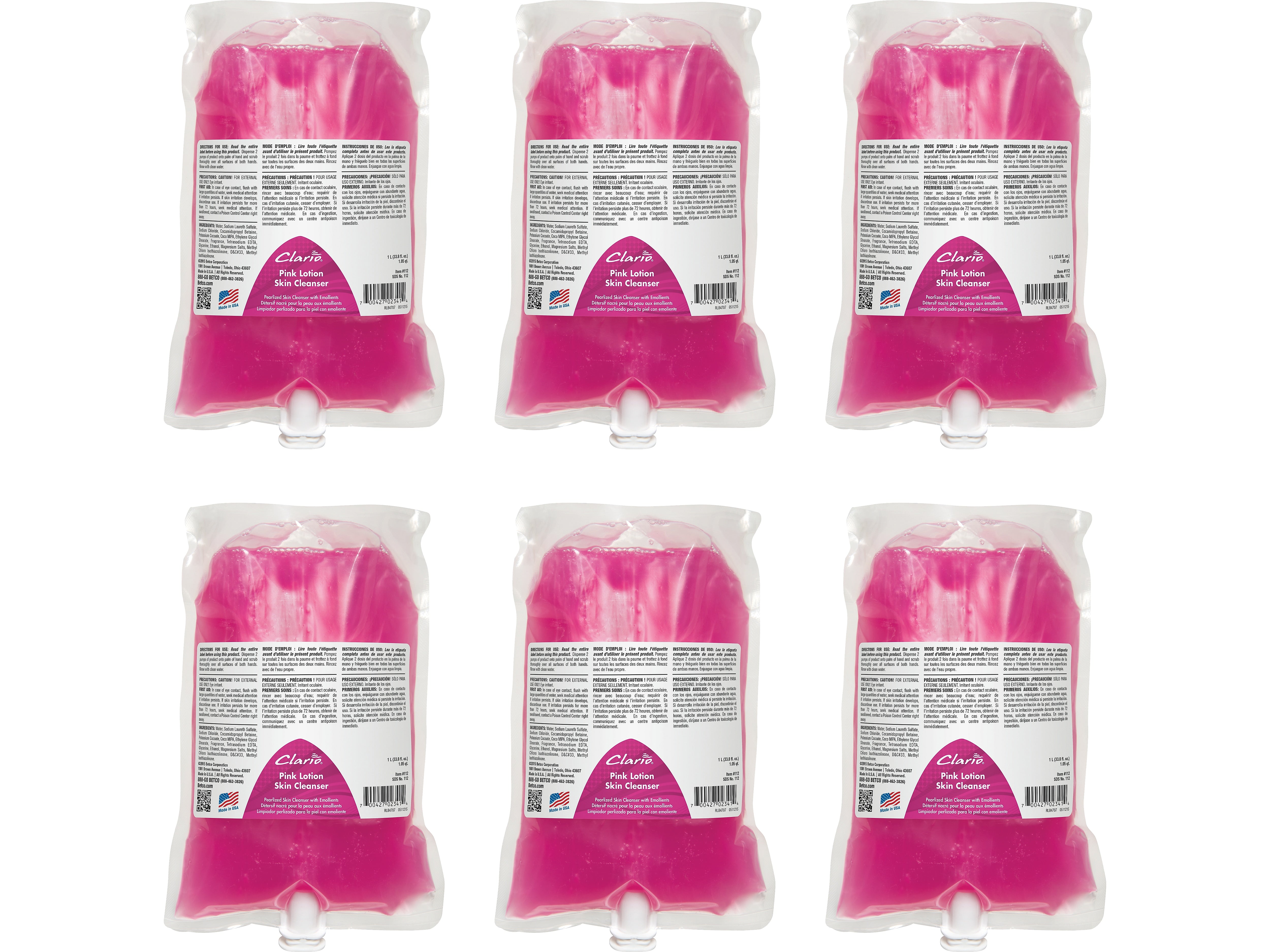 Betco Liquid Hand Soap Refill for 11229-00 Dispenser, Clean Bouquet Scent, 6/Carton(1122900)