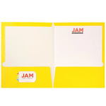 JAM Paper Laminated 2-Pocket Glossy 2-Pocket Cardstock Presentation Folder, Assorted, 6/Pack (385GASSRTD)