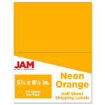 JAM Paper Shipping Labels, Half Page, 5 1/2" x 8 1/2", Neon Orange,  2 Labels/Sheet, 25 Sheets/Pack (359429628)