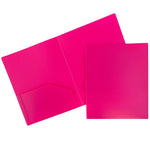 JAM Paper Heavy Duty Two-Pocket Plastic Folders, Fuchsia Pink, 6/Pack (946172D)
