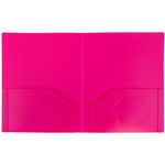 JAM Paper Heavy Duty Two-Pocket Plastic Folders, Fuchsia Pink, 6/Pack (946172D)