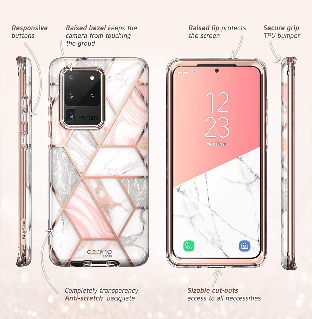 i-Blason Cosmo Series White Marble Case for Galaxy S20 Ultra (S20UL-COSM-MAR)