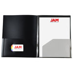 JAM Paper Heavy Duty 4-Pocket Plastic Folders, Black, 2/Pack (389MP4bl)