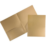 JAM Paper 2-Pocket Heavy Duty Plastic Folders, Gold, 108/Pack (383Hgob)