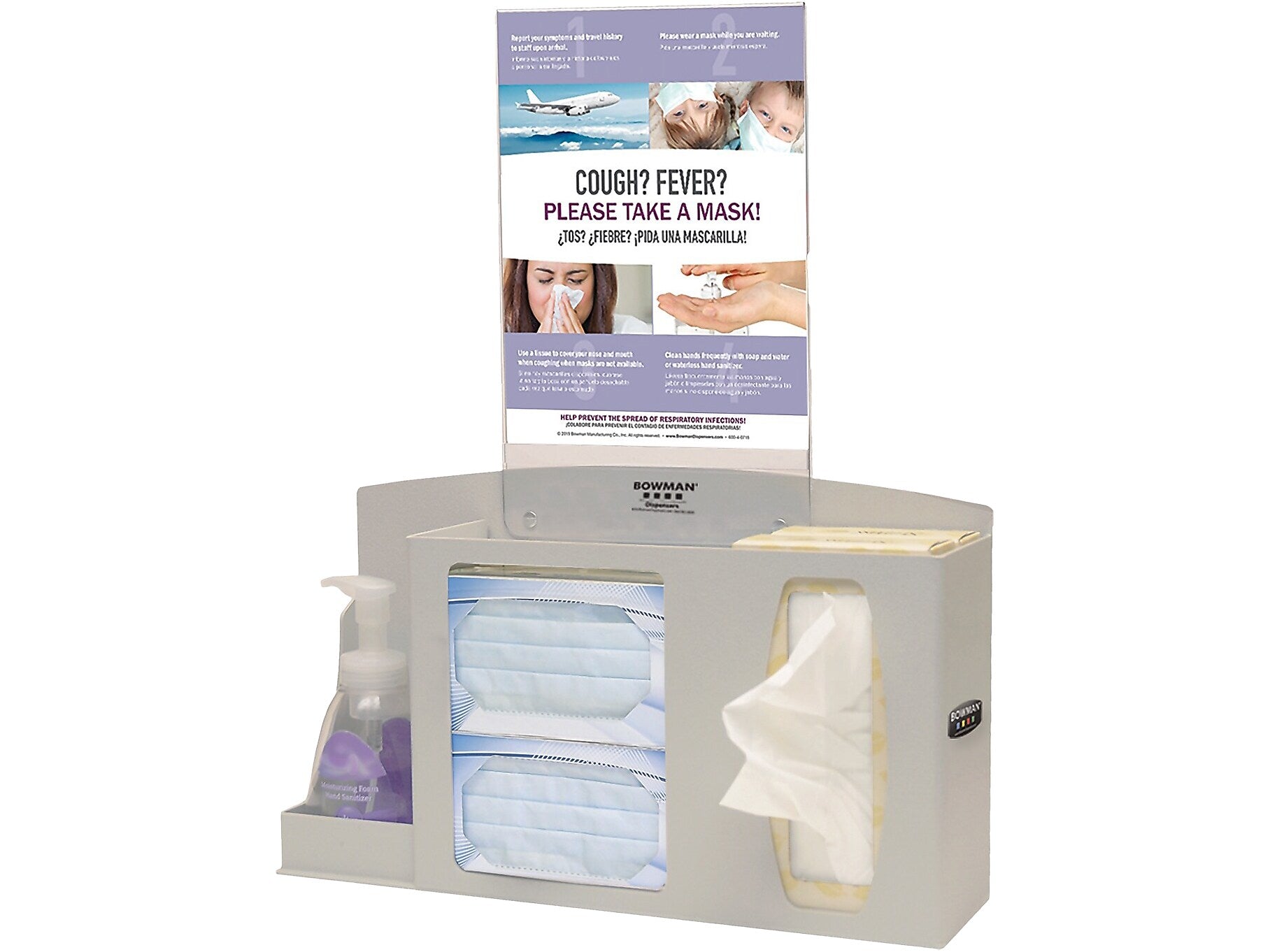 Bowman Cover Your Cough Compliance Dispenser Kit, Quartz Beige/Clear (BD211-0012)