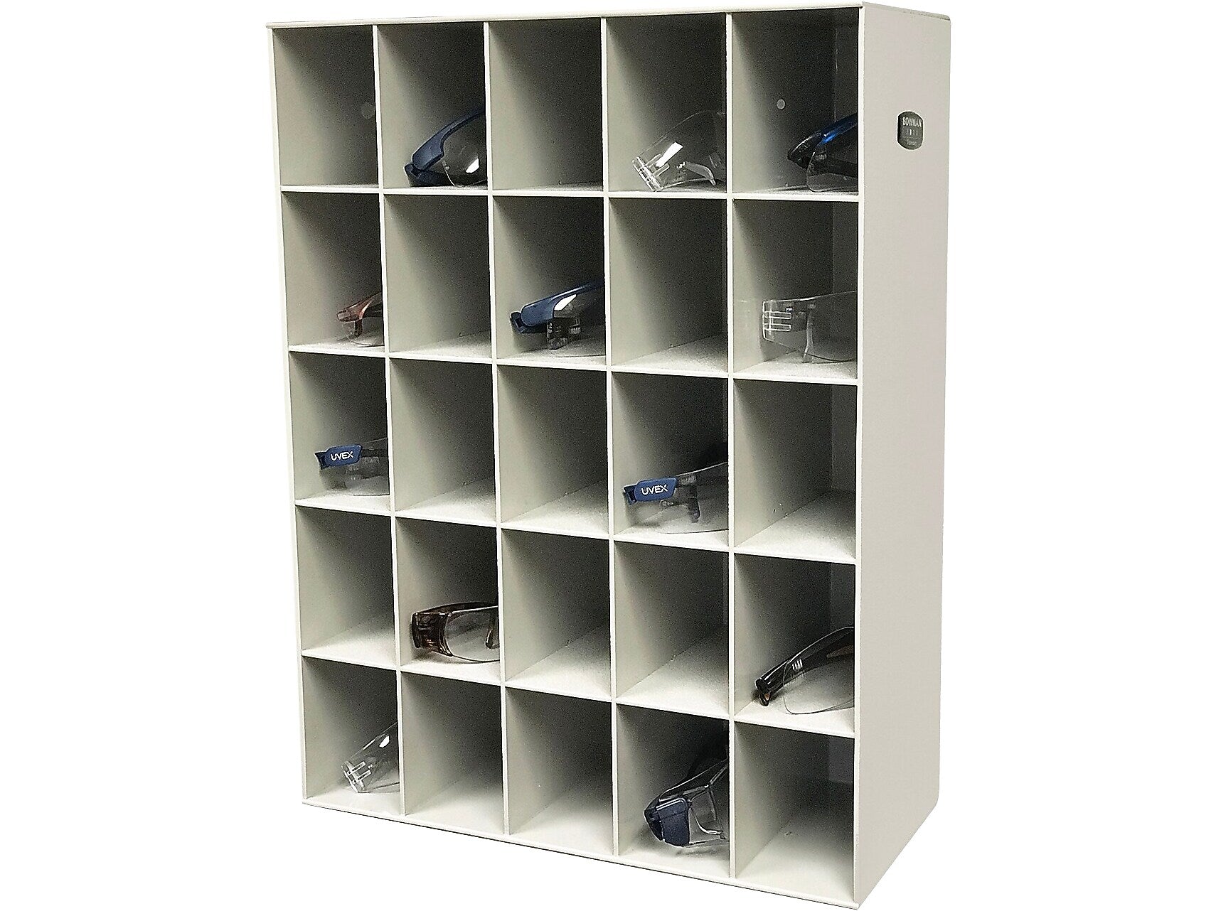 Bowman Safety Eyewear Dispenser, 25-Compartment, Quartz Beige (LB100-0212)