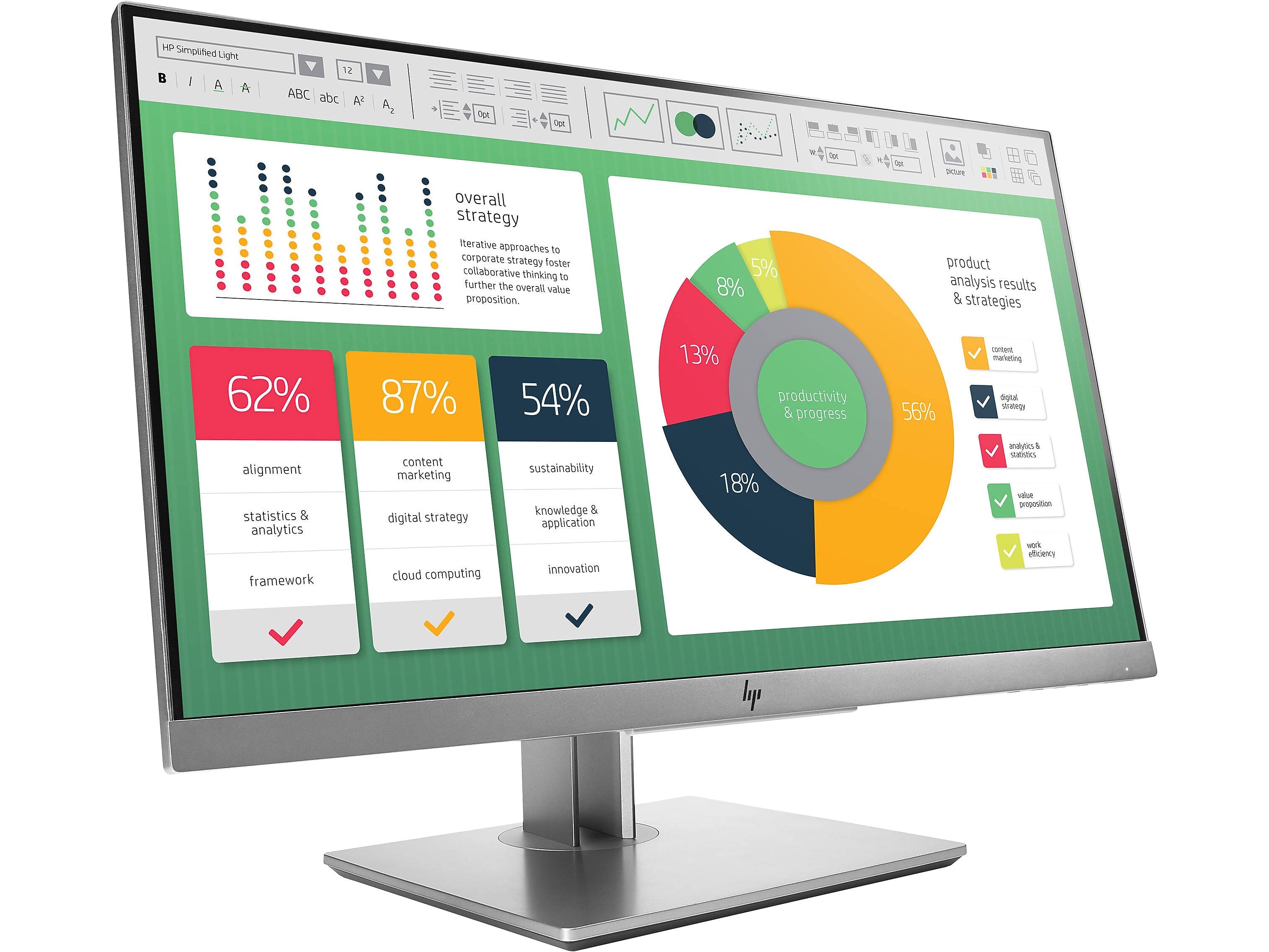 HP EliteDisplay E223 Refurbished 21.5" LED Monitor, Black/Silver