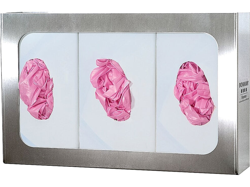 Bowman Glove Box Dispenser, 3-Compartment, Silver (GS-006)