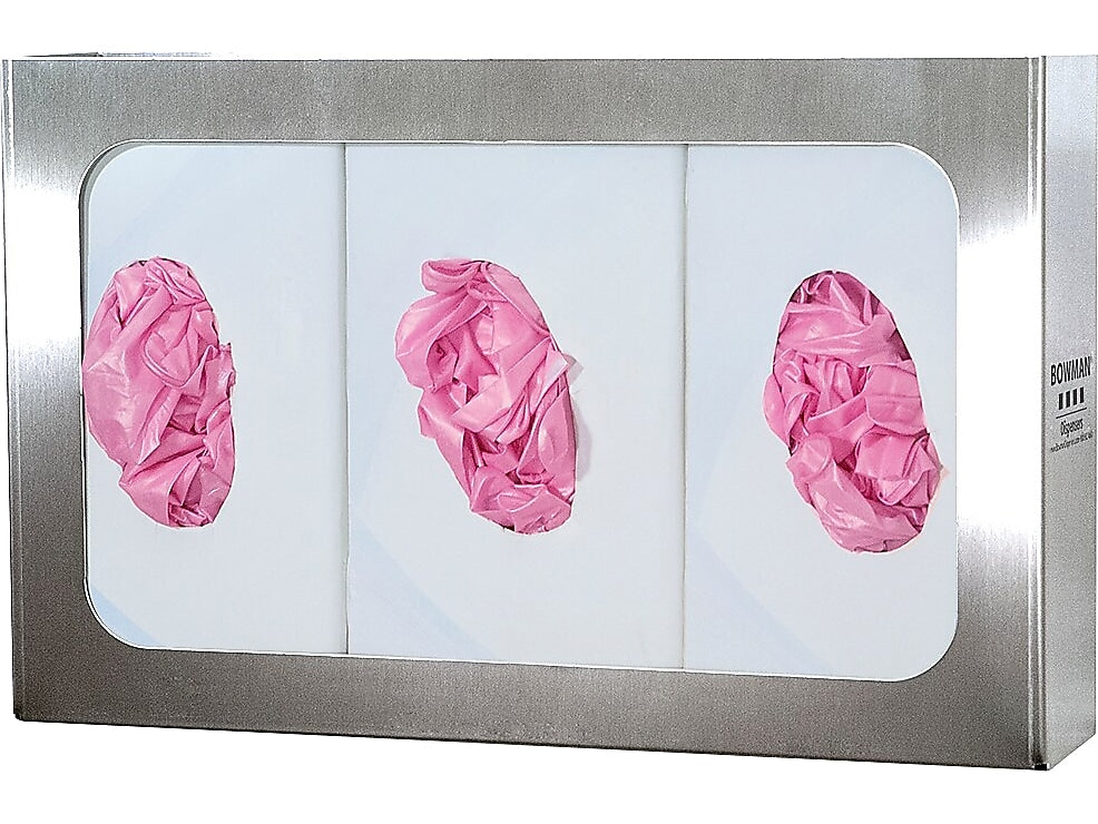 Bowman Glove Box Dispenser, 3-Compartment, Silver (GS-006)