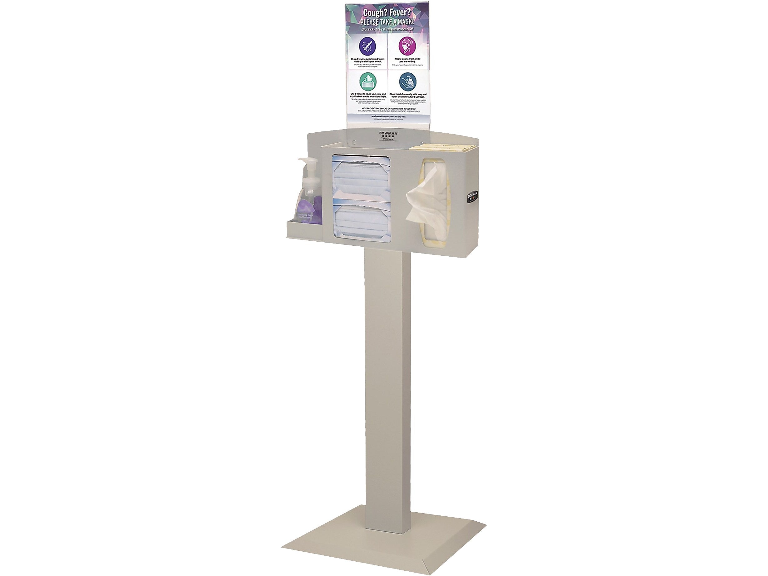 Bowman Cover Your Cough Compliance Dispenser Kit, 3-Compartment, Quartz Beige (BD111-0012)