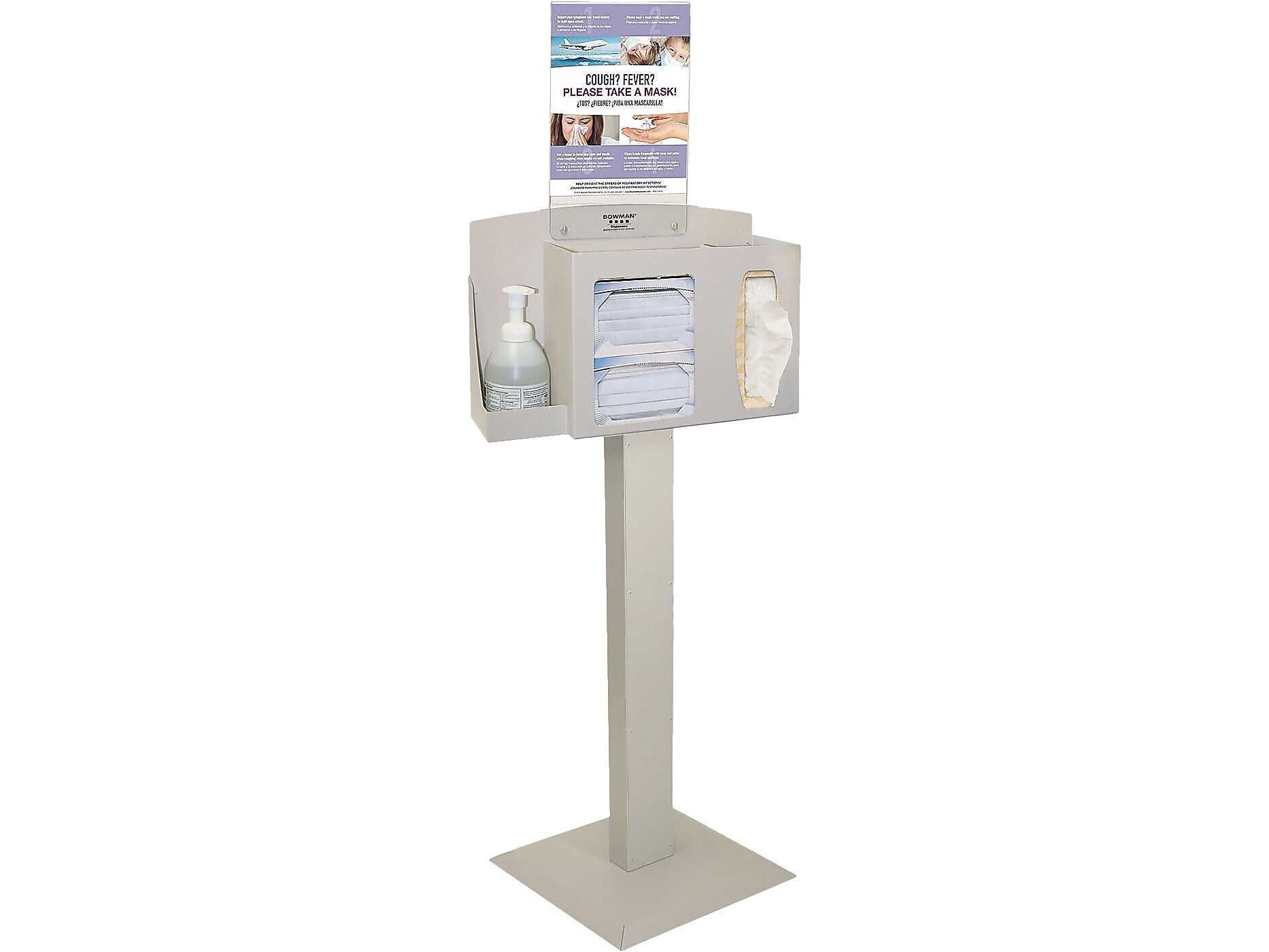 Bowman Cover Your Cough Compliance Dispenser Kit, 3-Compartment, Quartz Beige (BD101-0012)