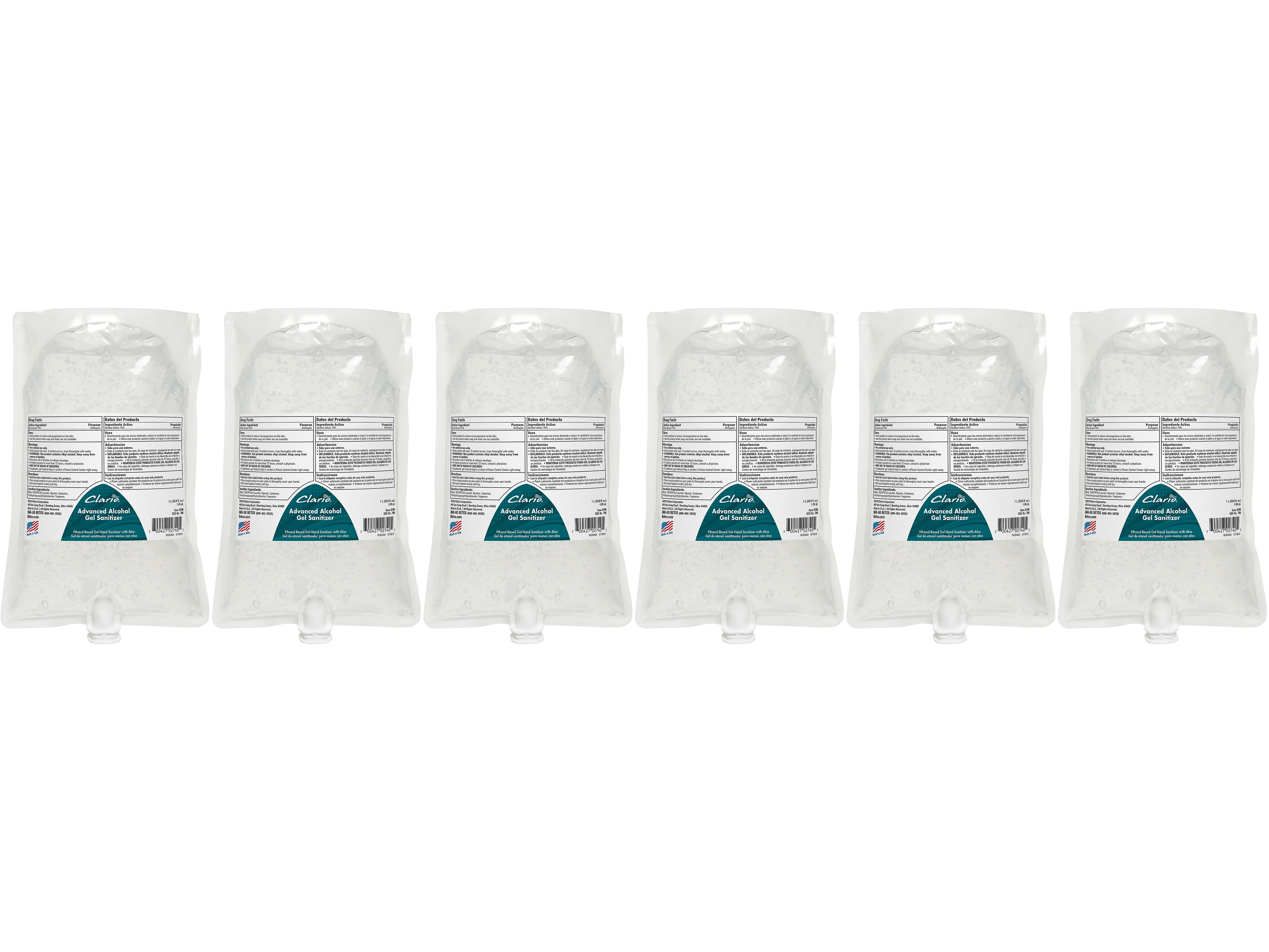 Betco Advanced Gel Hand Sanitizer, Light Fresh, 1000mL., 6/Carton (7962900)