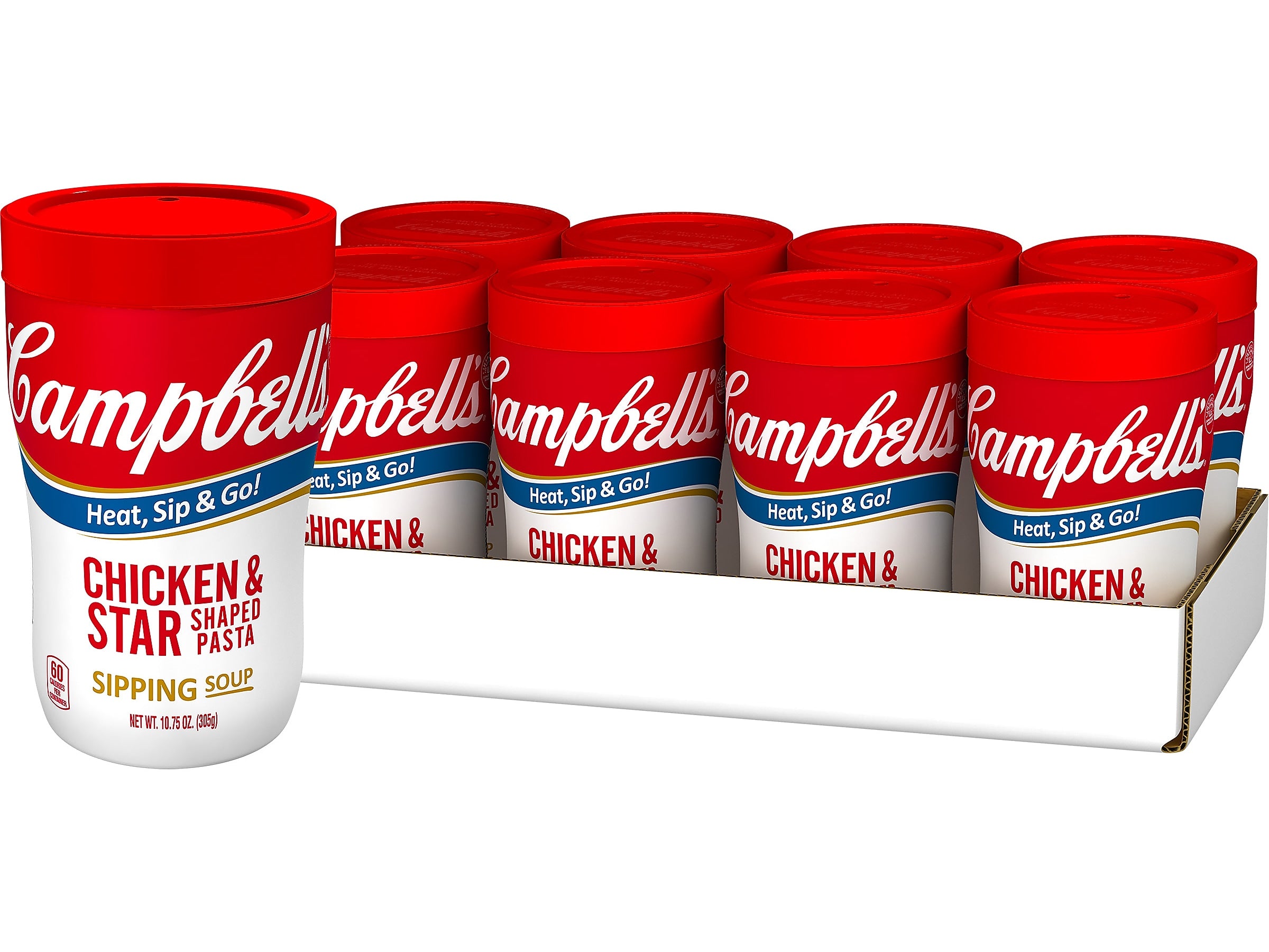 Campbell's On The Go Chicken Star Pasta Soup, 10.75 oz., 8/Pack (15076)