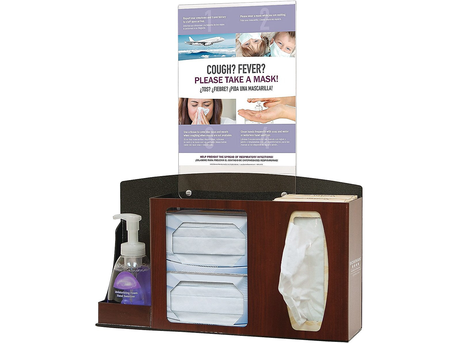 Bowman Cover Your Cough Compliance Dispenser Kit, 3 Compartments, Cherry (BD211-0033)