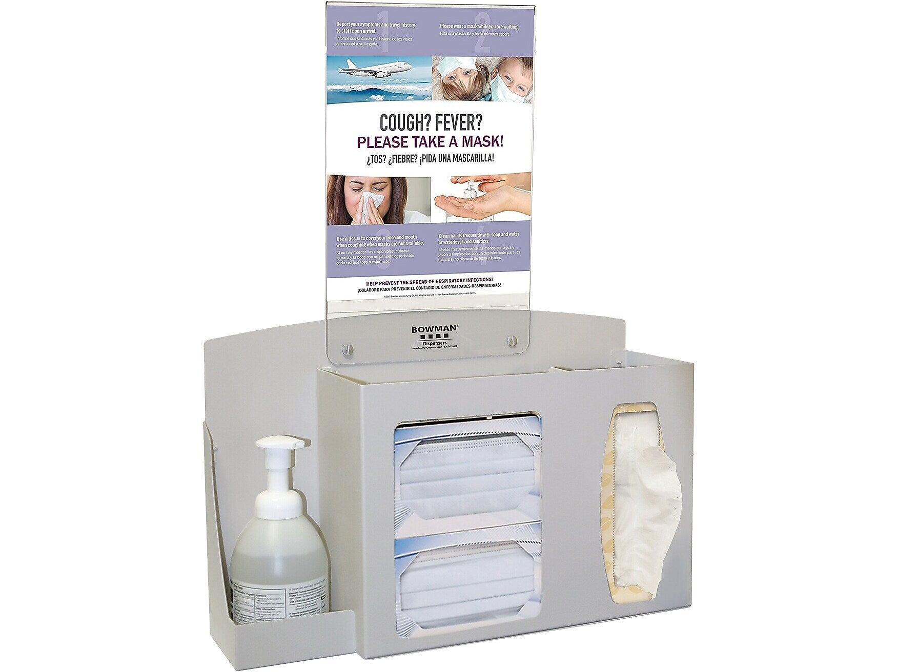 Bowman Cover Your Cough Compliance Dispenser Kit, 3 Compartments, Quartz Beige (BD201-0012)