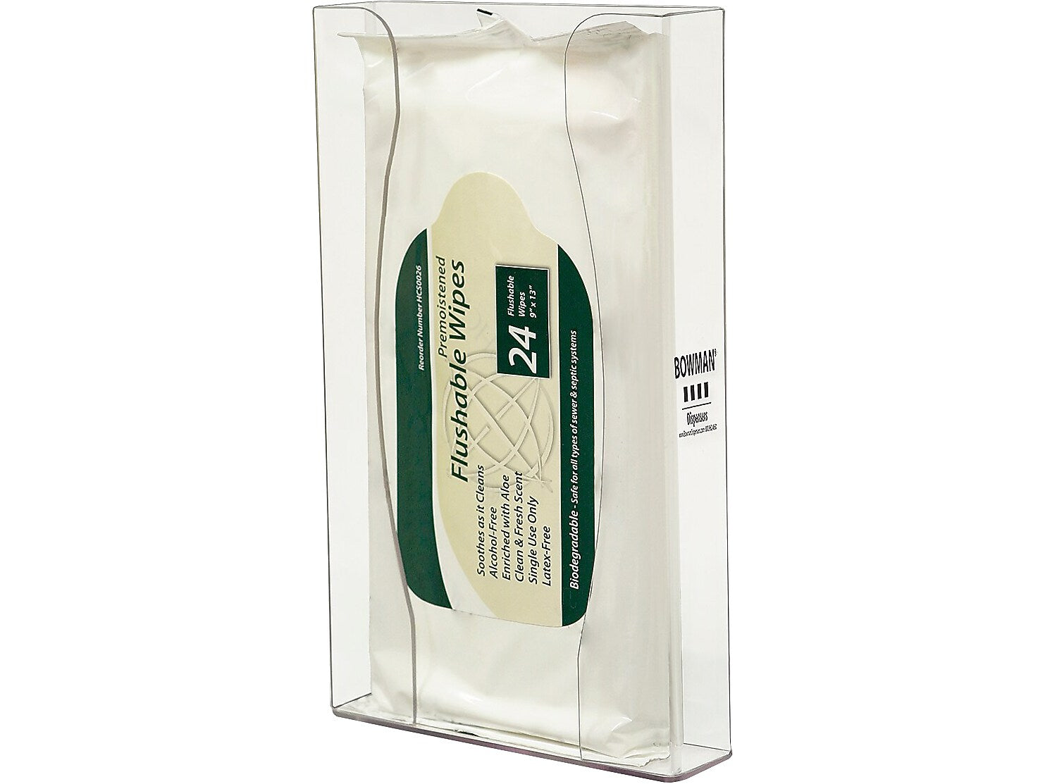 Bowman Wipe Dispenser, 1 Compartment, Clear (CL021-0111)
