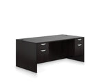 Offices To Go Superior Laminate Double Pedestal Desk, BBF/FF, American Espresso, 29 1/2"Hx71"Wx36"D