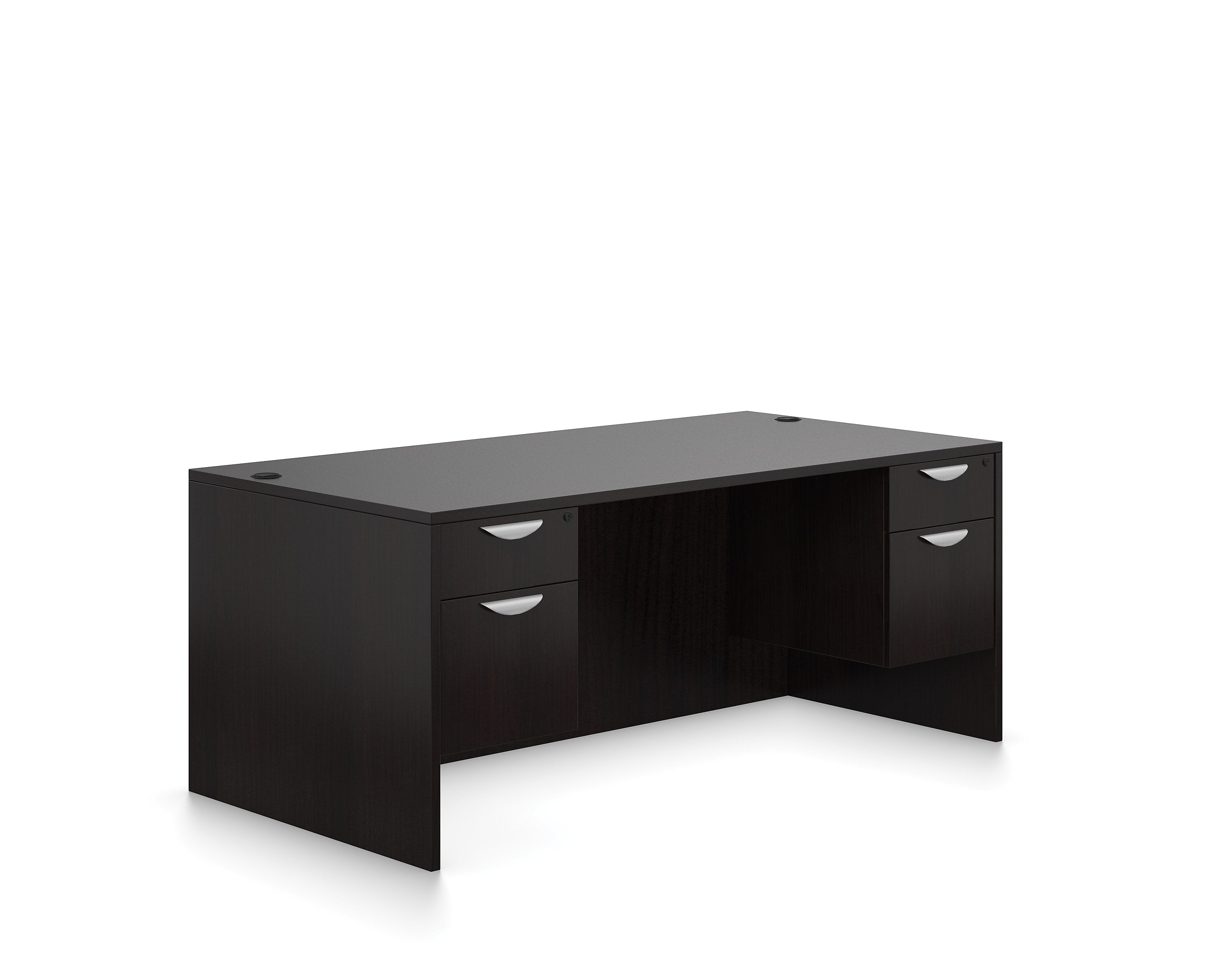 Offices To Go Superior Laminate Double Pedestal Desk, BBF/FF, American Espresso, 29 1/2"Hx71"Wx36"D
