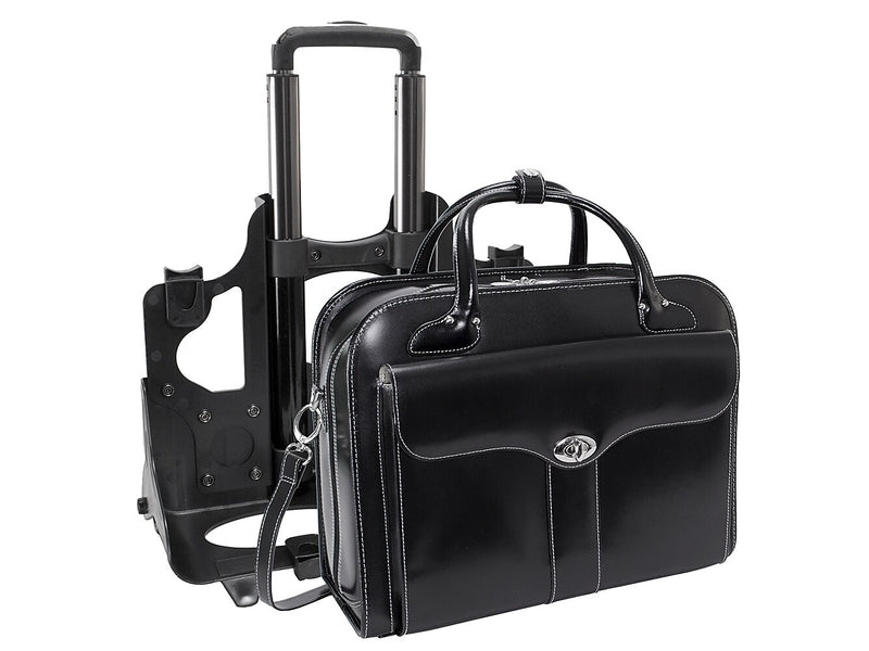 McKleinUSA Berkeley W Series Leather Rolling Briefcase, Black (97045)