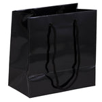 JAM Paper Gift Bags with Rope Handles, 6.5" x 6.5" x 3.5", Black Glossy, 6/Pack (SPC17K1A)
