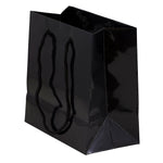 JAM Paper Gift Bags with Rope Handles, 6.5" x 6.5" x 3.5", Black Glossy, 6/Pack (SPC17K1A)