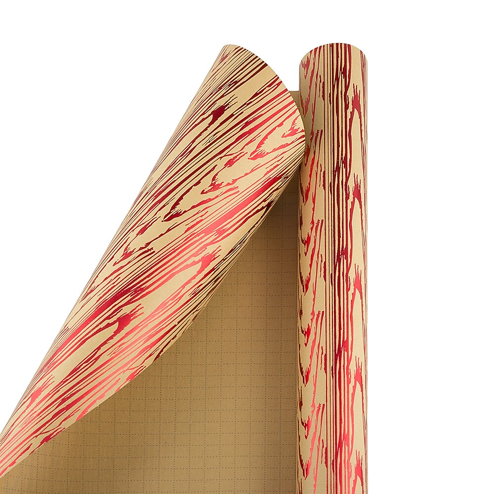 JAM Paper Christmas Wrapping Paper, 15 Sq Ft, Christmas Bark Kraft Paper (165FBUSS)