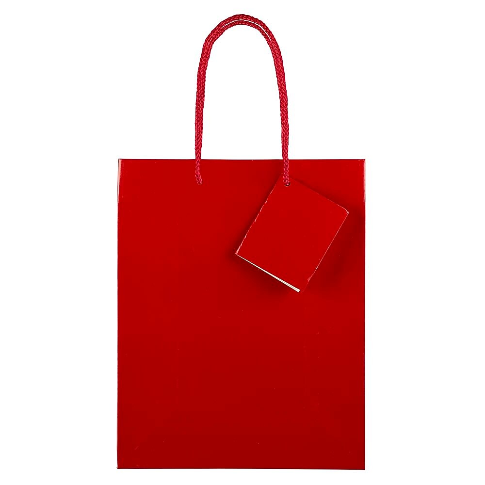 JAM Paper Glossy Gift Bags with Rope Handles, 8" x 10", Red, 3 Bags/Pack (692KRCHBR)