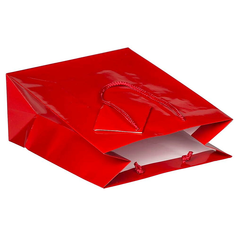 JAM Paper Glossy Gift Bags with Rope Handles, 8" x 10", Red, 3 Bags/Pack (692KRCHBR)