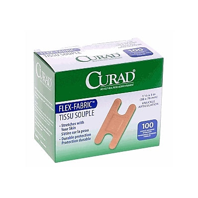 Curad Flex-Fabric Knuckle Adhesive Bandages, 1.5" x 3", 100/Box (NON25510)