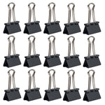 JAM Paper Colorful Binder Clips, Medium,  5/8" Capacity, Grey, 15/Pack (339BCGY)